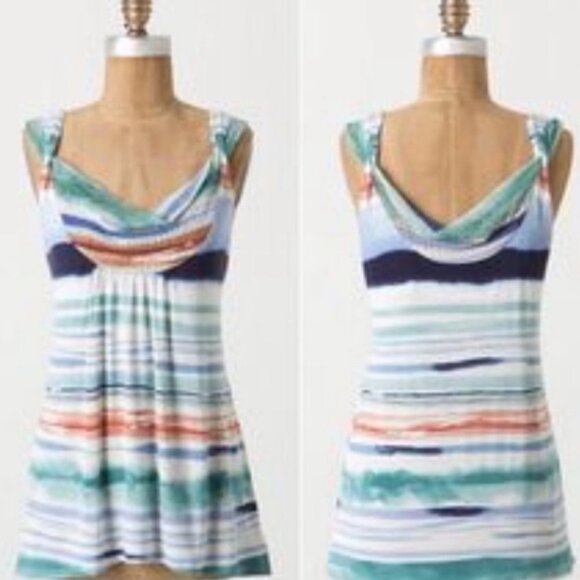 Anthropologie Vanessa Virginia Sagebrush Tank Top Size XS Drape Neck Blouse Boho - Picture 1 of 7